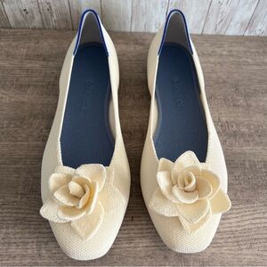 Rothy's Petal Square Toe Ivory Love Bird Rose Flats Bridal Girl Victorian 9.5